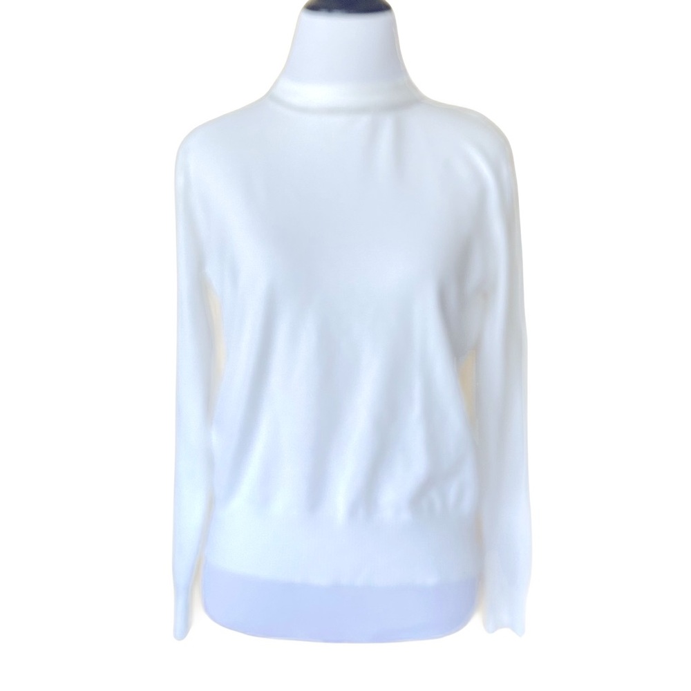 LIV White Mock Neck Sweater with Rhinestone Detail